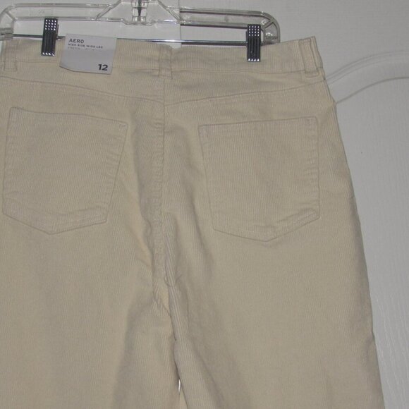 NWT AEROPOSTALE High Rise Wide Leg Corduroy Stretch Cream Pants Size 12 - Picture 4 of 6